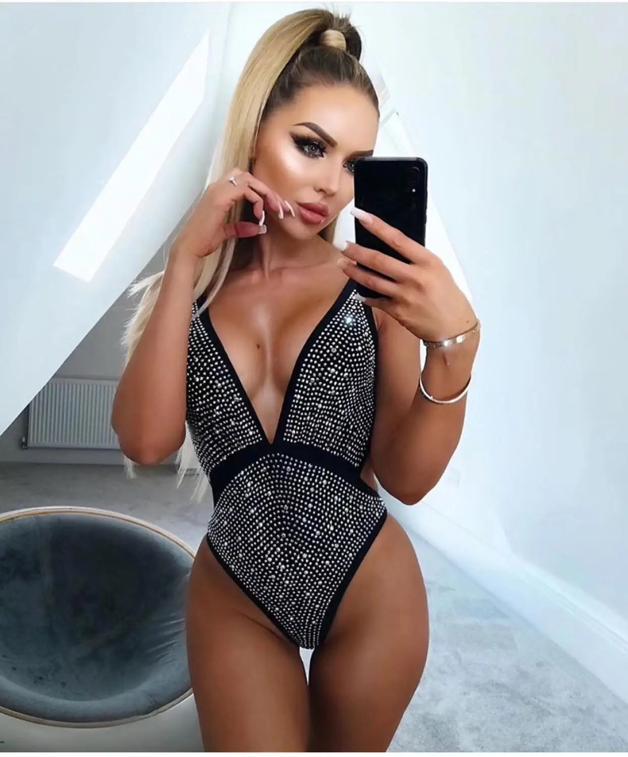 2019 Элегантный дизайнерский женский боди Летний стиль сексуальное с вырезом на