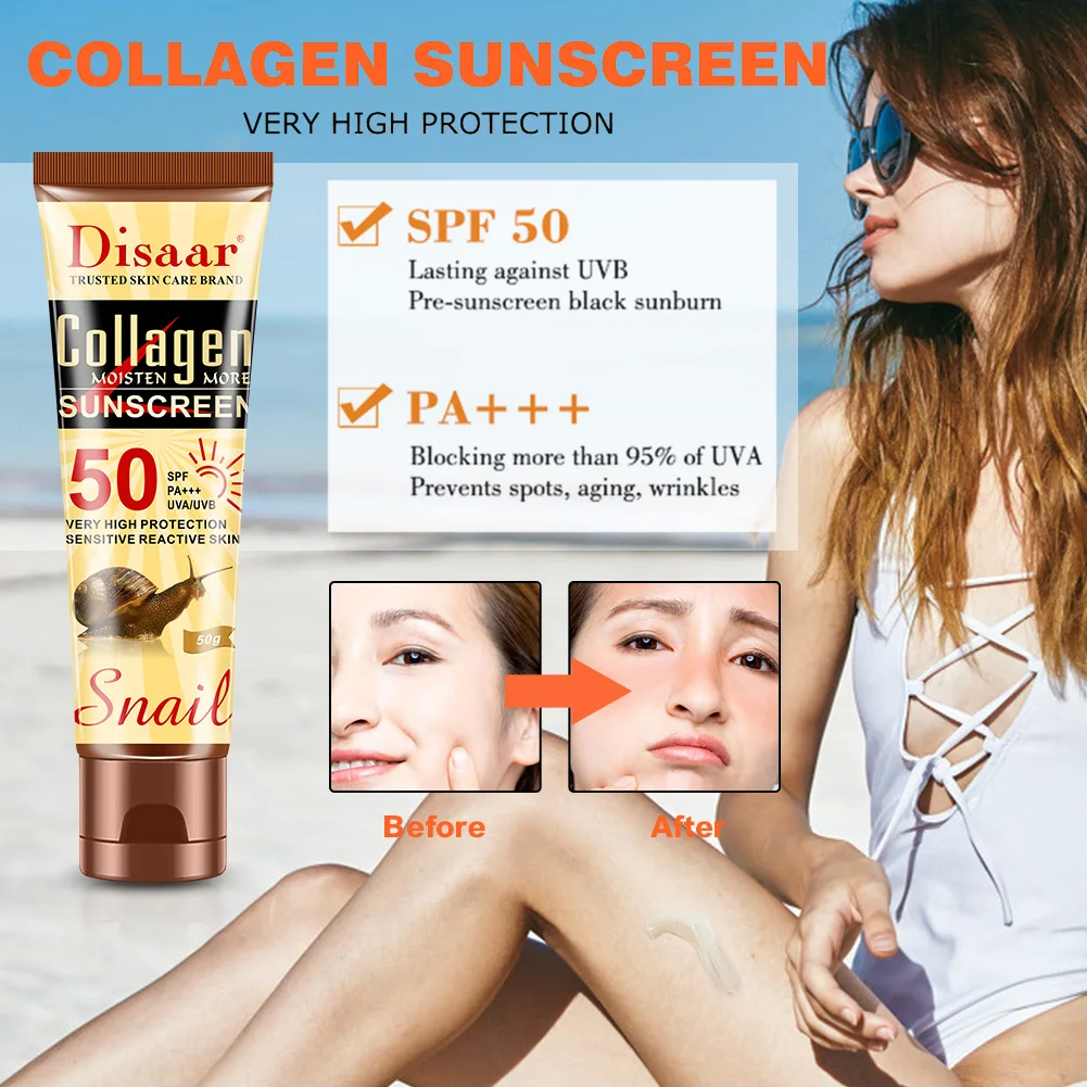 

Disaar Sunscreen Collagen Snail Sunscreen Summer Body Face Isolation Uv Sunscreen Lotion Spf50pa++ Skin Protection