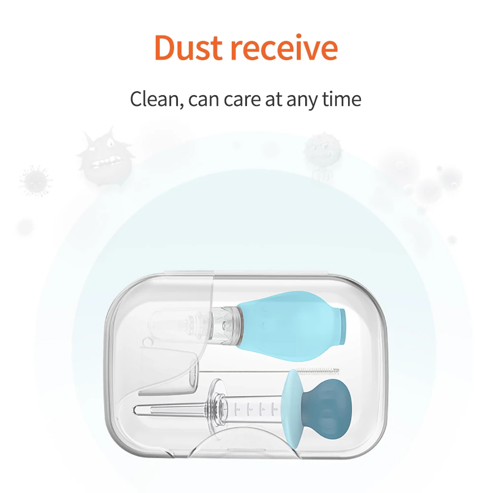 

4pcs Baby Caring Kit Medicine Feeder Nasal Aspirator Straw Brush Measure Cup Baby Healthcare Essentials Set Home Infant Care