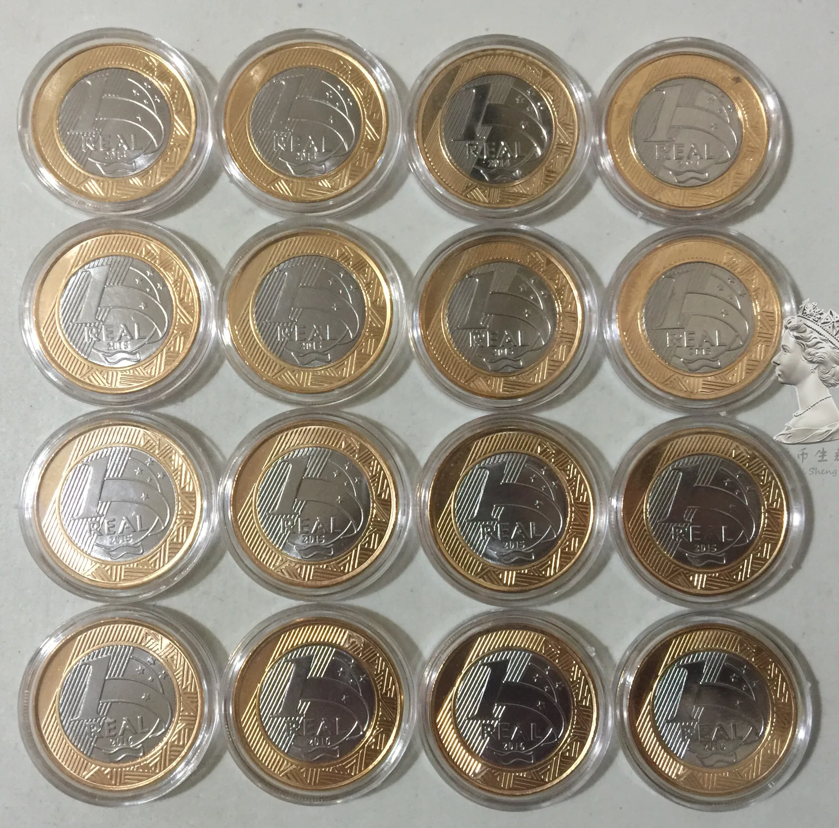 Набор из 16 оригинальных бразильских монет 1 BRL игры в Рио де Жанейро 2016 Латинская