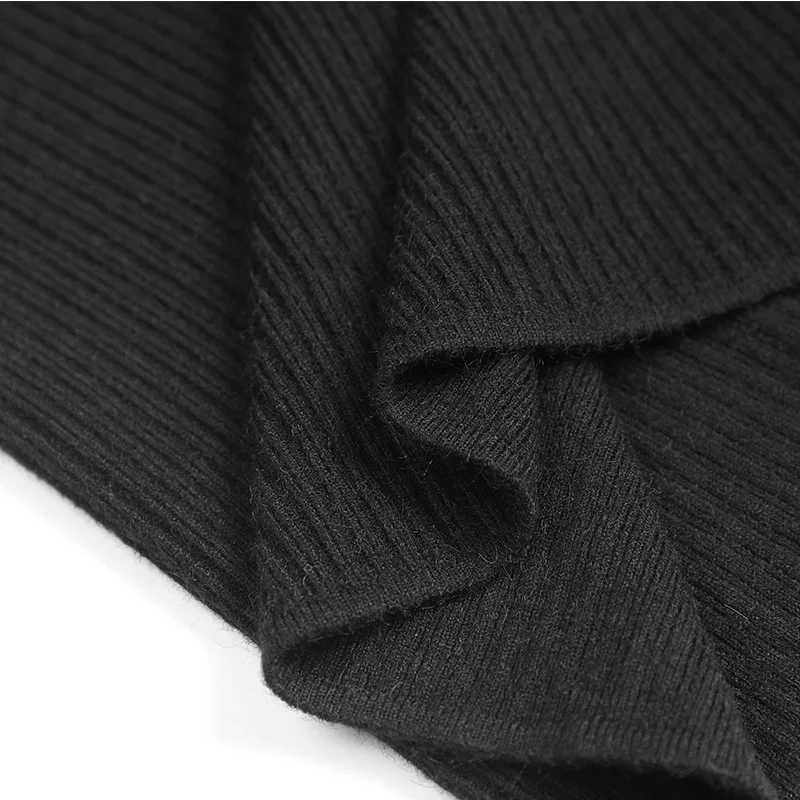 ELFSACK Black Solid Split Empire Waist Knitted Skirt Women Winter Pure New Elegant Skinny Office Ladies Daily Skirts