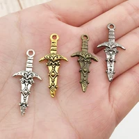 30pcs sword charms pendants 13mm x 28mm diy jewelry making alloy findings accessory for necklaces earrings