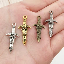 30Pcs Sword Charms Pendants 13mm x 28mm DIY Jewelry Making Alloy Findings Accessory For Necklaces Earrings