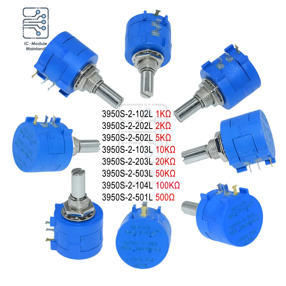 3590S Сопротивление потенциометра с проволочной обмоткой 500R 1K 2K 5K 10K 20K 50K 100KΩ Ohm 10 Turns