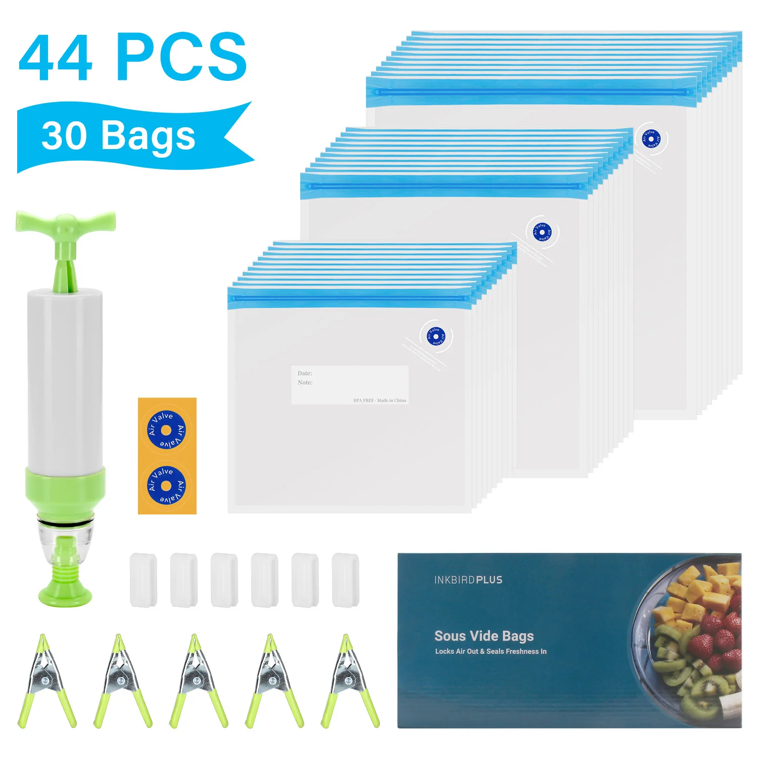 Inkbird Free Shipping 30pcs of Reusable Food Storage Bags Zi