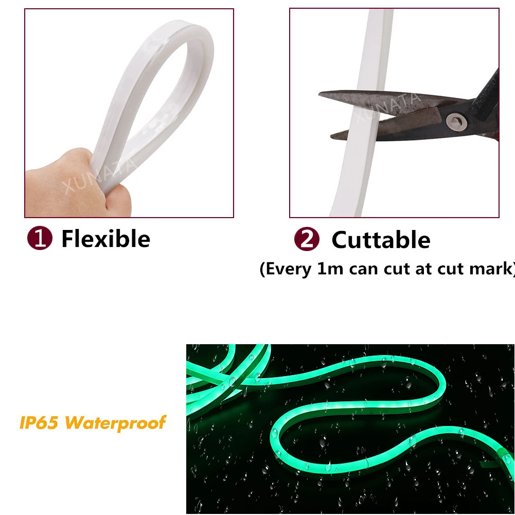 

WIFI RGB Neon Strip Waterproof 110V Outdoor Decoration Flexible Tape Ribbon LED Neon Light Lamp 5050 RGB LED Strip