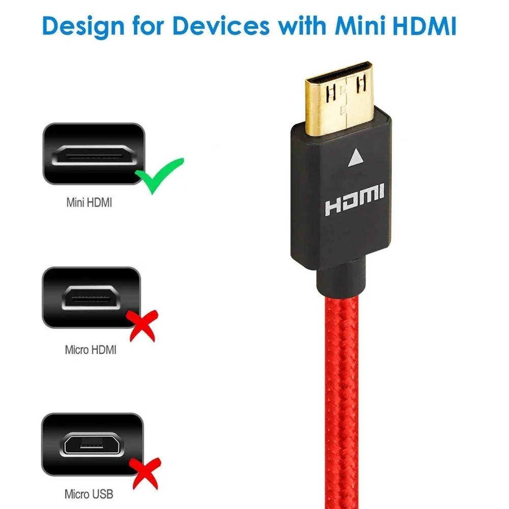 Мини HDMI к HDMI кабель высокоскоростной 1 м 2 м 3 м 5 м для камеры MP4 видеокарты ноутбука с Mini HDMI портом