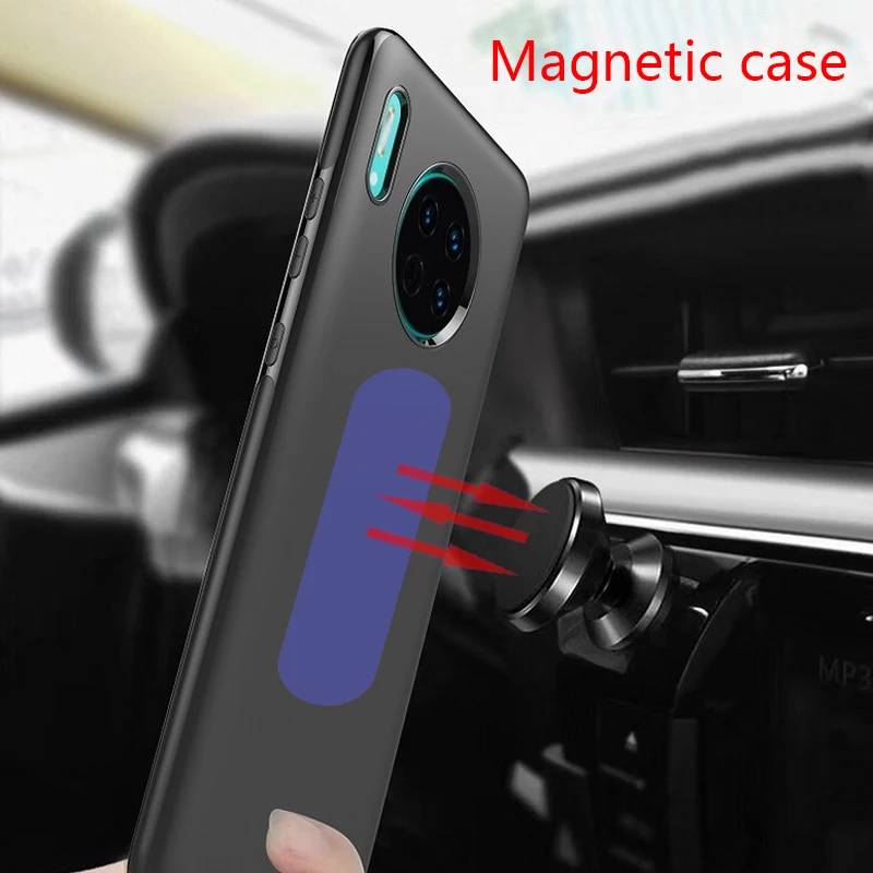 Магнитный автомобильный чехол-держатель для huawei mate 30/mate 30 pro, ТПУ силиконовый Магнитный чехол для huawei P30 Lite и металлическая пластина