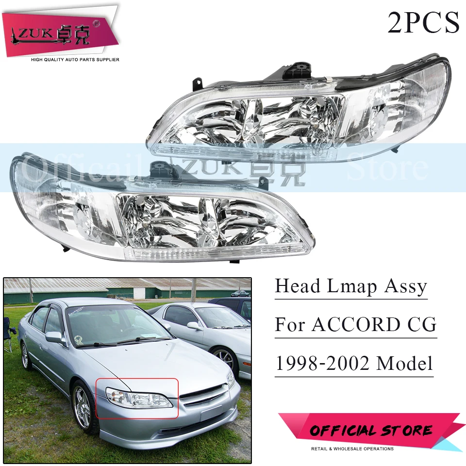 Налобный фонарь ZUK One Piar налобный в сборе для HONDA For ACCORD CG1 CG5 CD9 1998 1999 2000 2001 2002