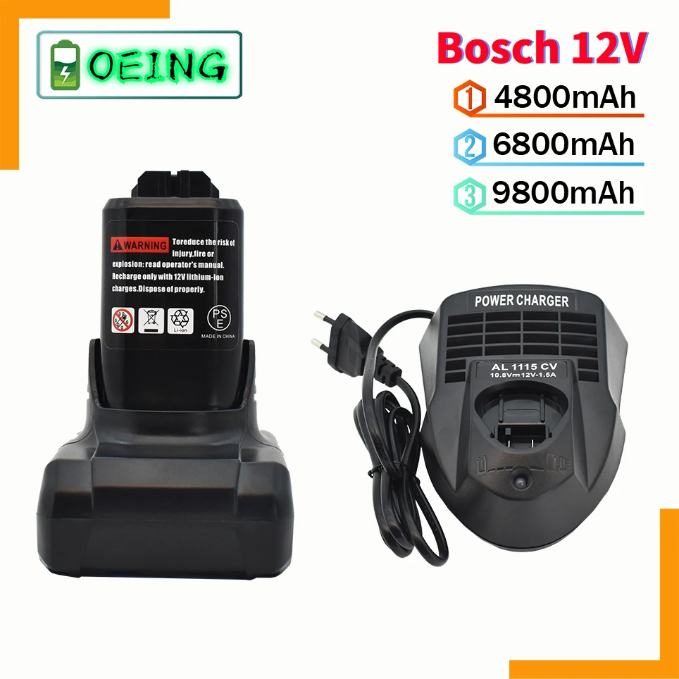 

2021 new for Bosch 10.8V/12V Batttery BAT411 BAT411A BAT412 BAT412A BAT413 BAT413A BAT414 D-70745 2607336013 26073360+charger