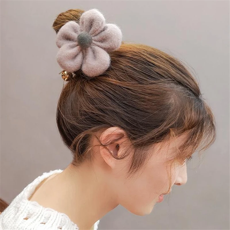 Заколка для волос с большим цветком в Корейском стиле эластичная резинка