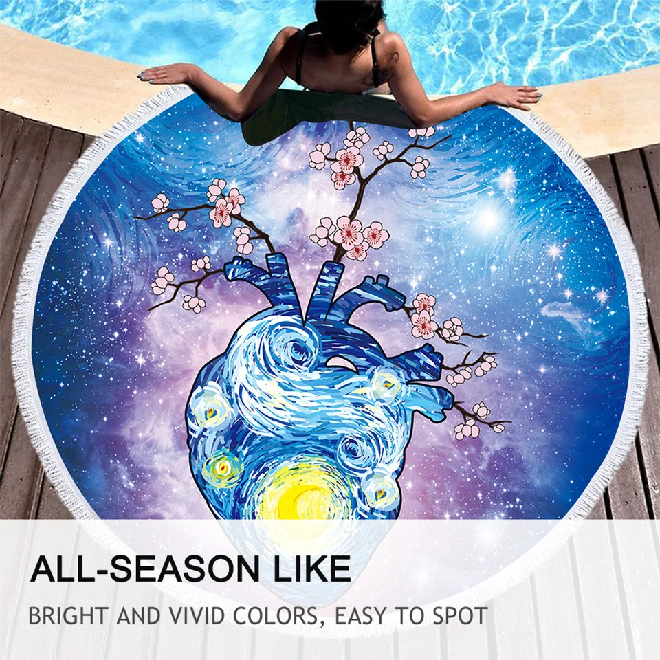 BeddingOutlet гобелен в форме сердца акварель искусство галактика круглое пляжное