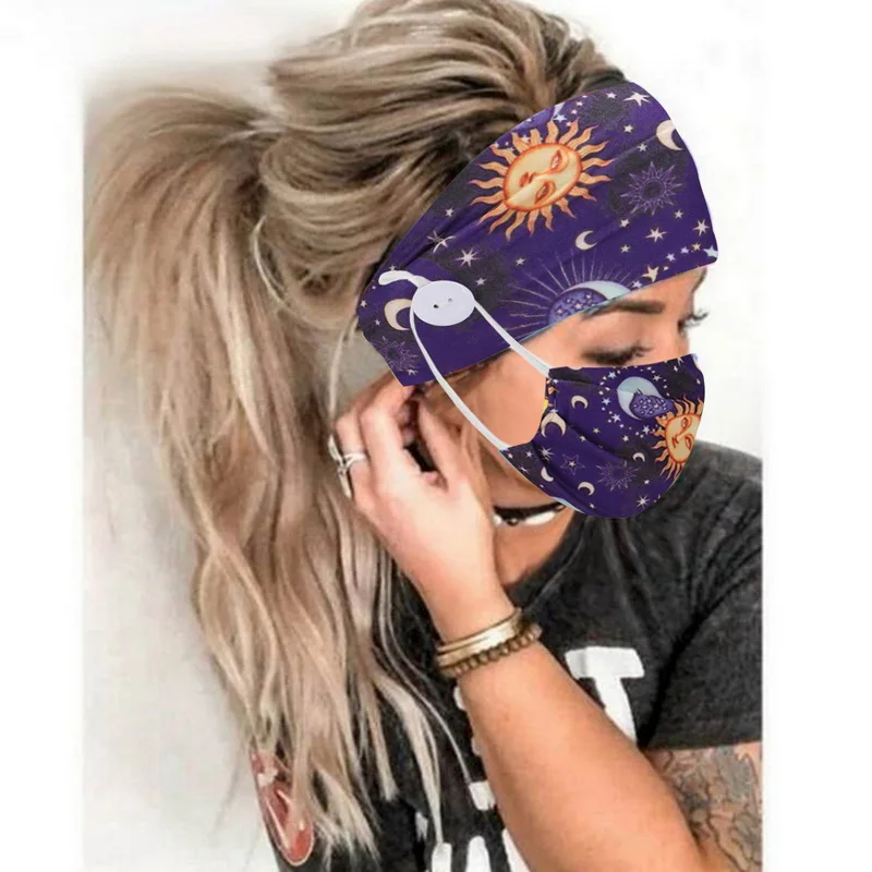 2 шт./компл. повязка на голову пуговицах маска аксессуары для волос в виде тюрбана