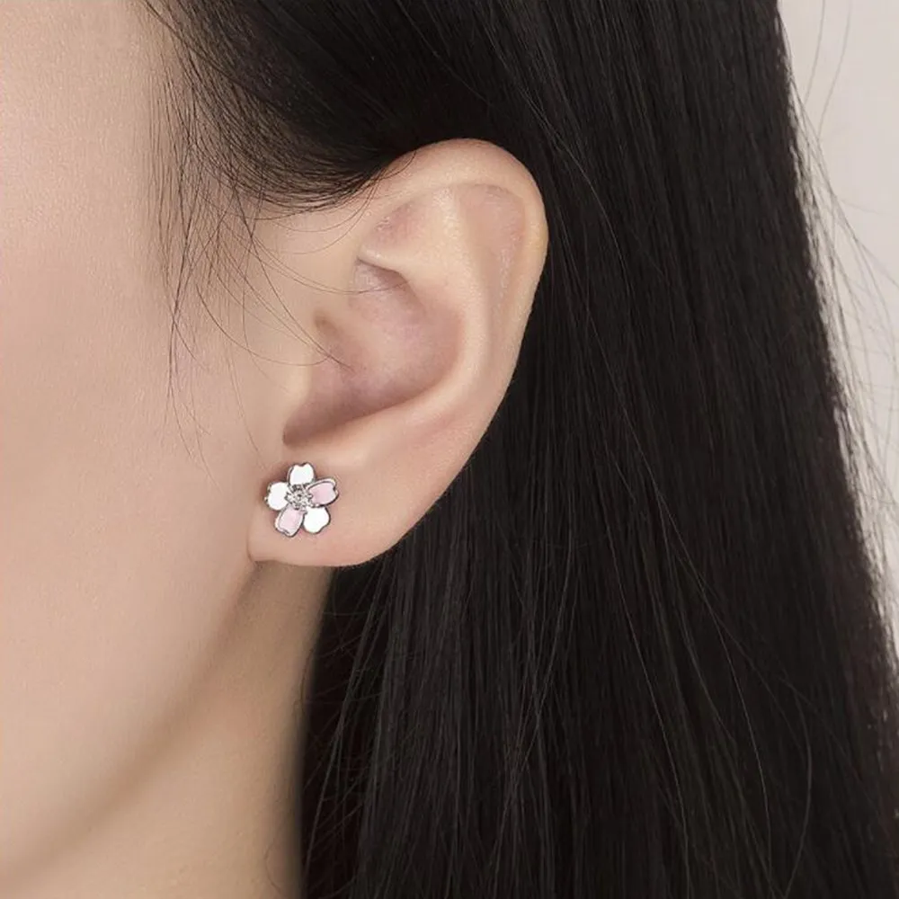 

NEHZY 925 Sterling Silver Stud Earrings High Quality Woman Fashion Jewelry New Flower Zircon Crystal Hot Sale Earrings