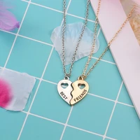 2 piece set of golden hollow love best friend pendant stitching necklace female bff good friend friendship jewelry gift
