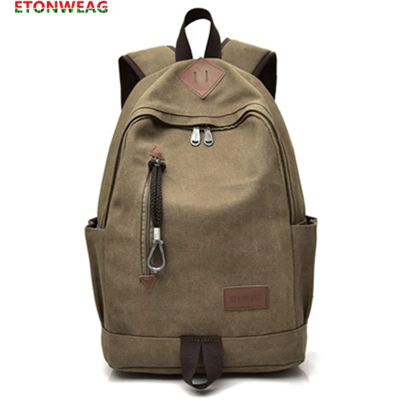 Вместительный холщовый рюкзак для мужчин винтажный ноутбука школьная сумка