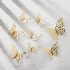 3D полые стикер бабочка на холодильник золотыми бабочками Wall Art Наклейки домашний Декор наклейки, свадебные украшения на стене домашнего декора