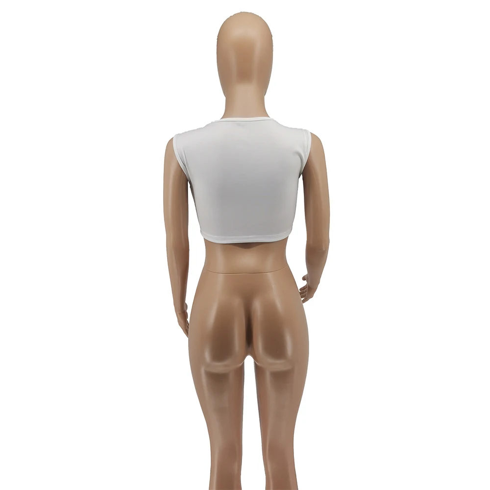 

White Front Hollow Out Streetwear Slim Fit Tank Top Women Fashion Low Neck Sleeveless Cropped Tshirts Casual Summer Skinny Tee