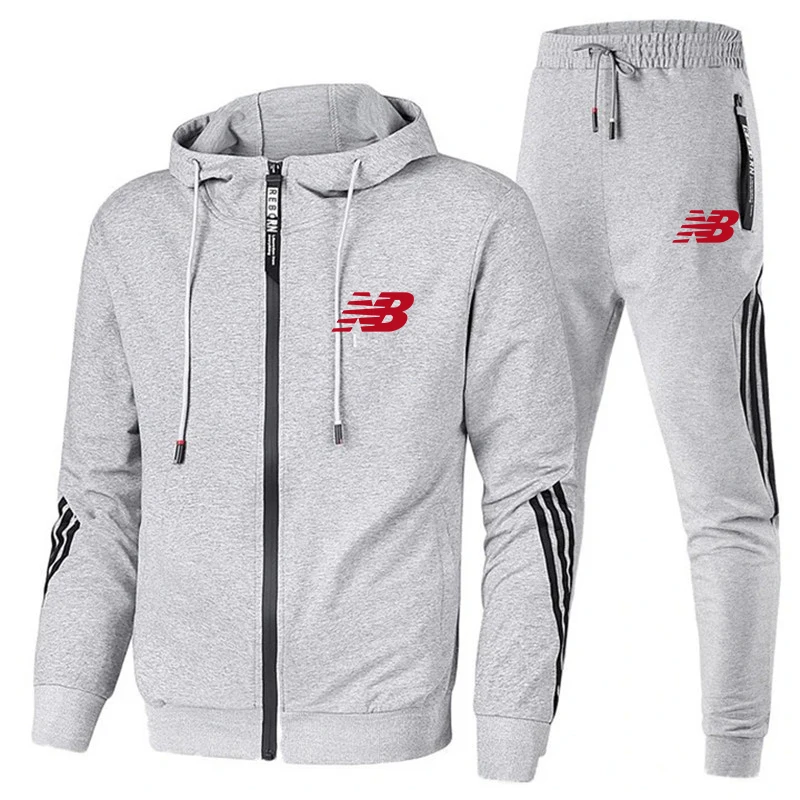 

2021 Casual Tracksuit Men Sets Hoodies And Pants Two Piece Sets Zipper Hooded Sweatshirt Outfit Sportswear Male Suit Clothing