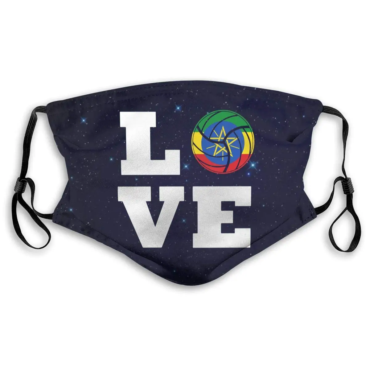 

I Love Volleyball Ethiopia Flag Mouth Cover Mask with PM2.5 Filters 5 Layers of Protection for Men and Women Black