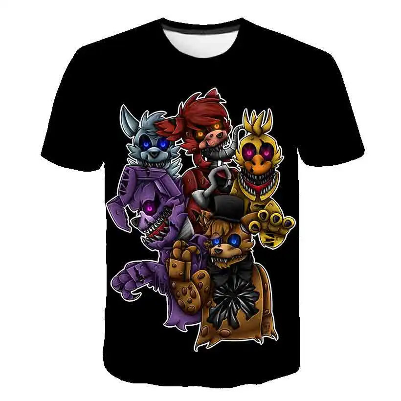 

New Cartoon Children Short Sleeved T Shirts Kids 3d Fnaf Five Nights At Freddy Boys Clothes Girl T-shirt Summer Kids Tops Tees