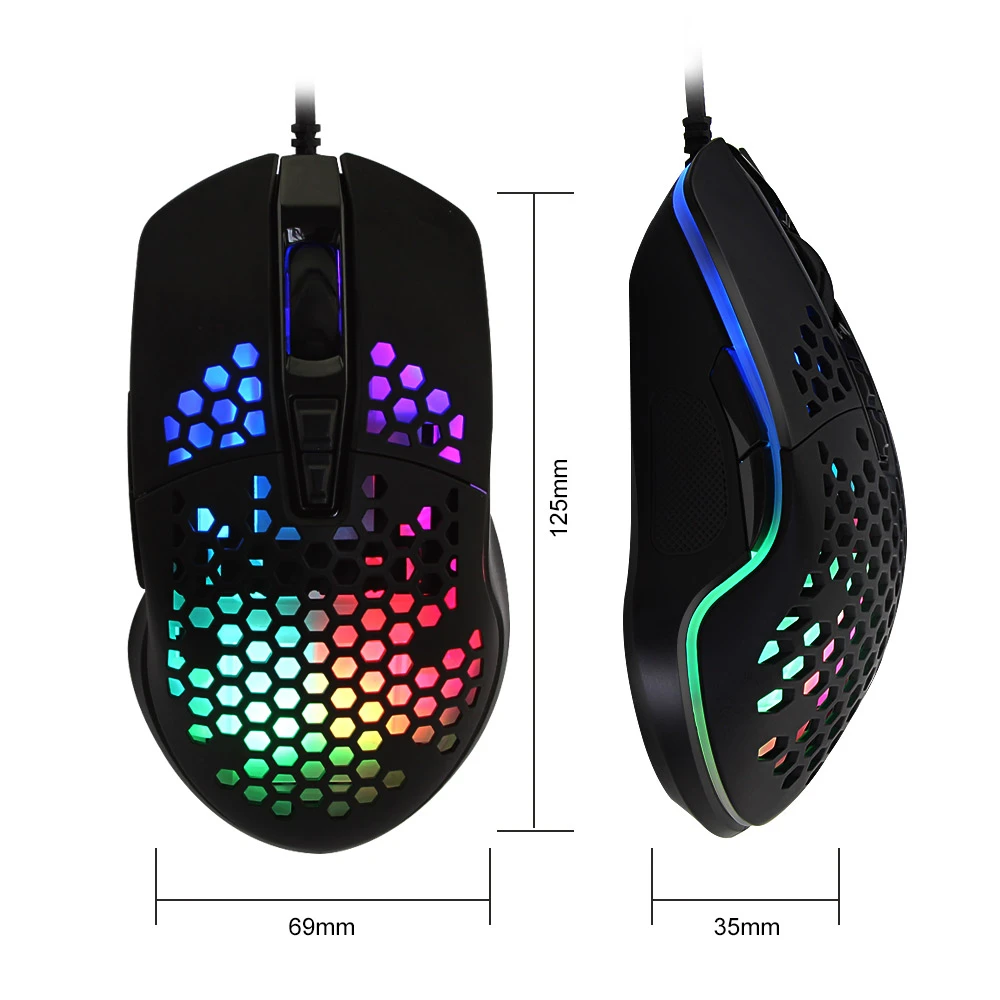 Проводная эргономичная мышь 6400DPI с подсветкой RGB игровая профессиональная