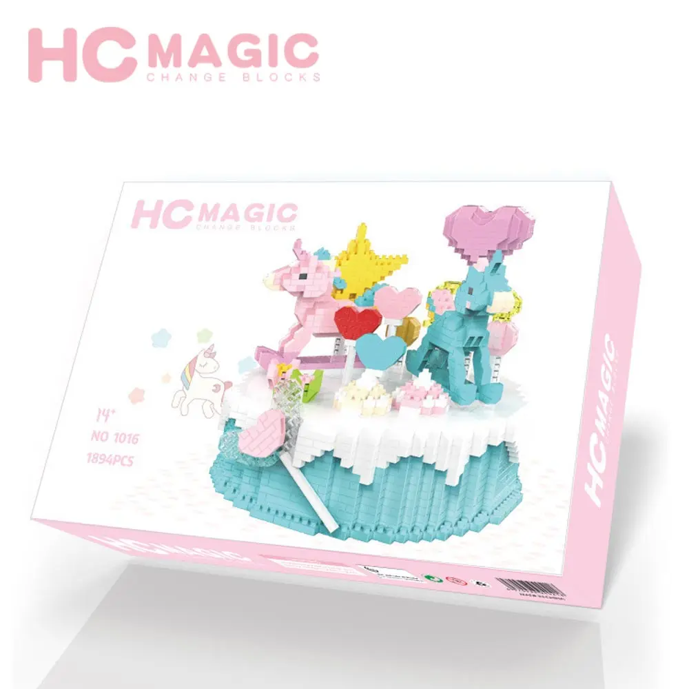 HC MAGIC 1014 Алмазная карусель фламинго лошадь торт в сборе модель строительные блоки