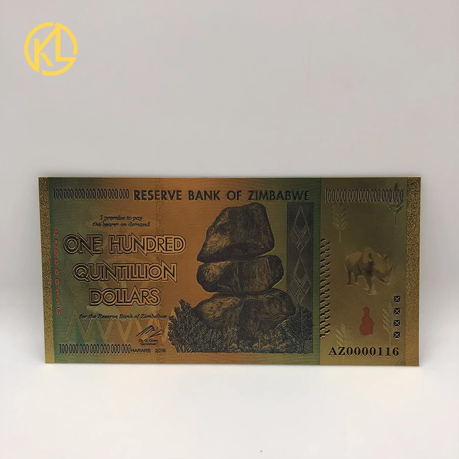 AZ0000116x10pcs AZ0000111 Лимитированное издание Rhinoceros сто хинольон Zimbabwe вийский долларов 24K золото Банкнота с охранной водяной маркой света - Цвет: AZ0000116x10pcs
