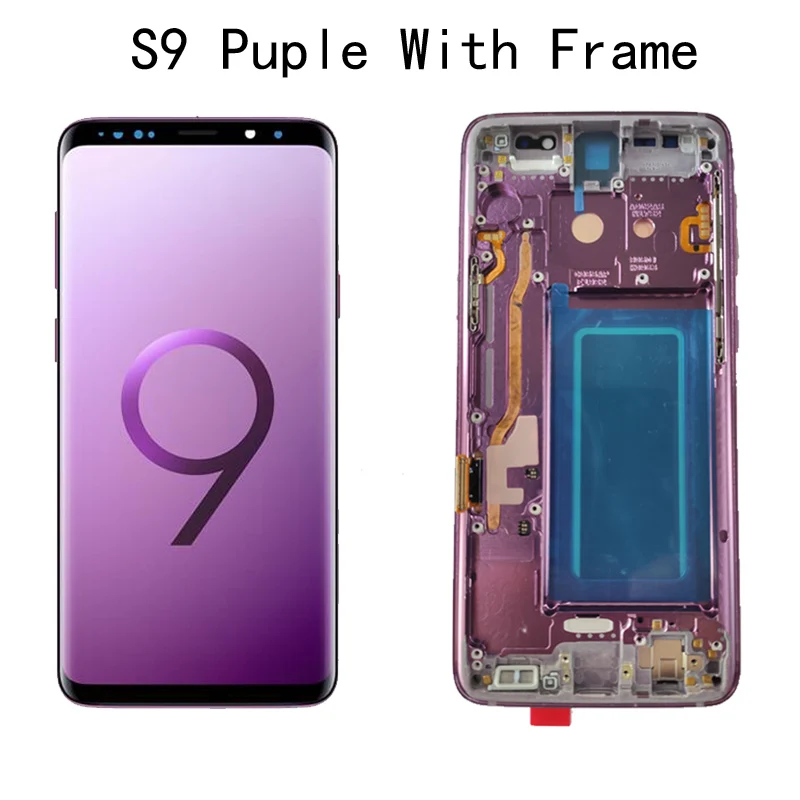 S9 Purple with frame AMOLED Замена для SAMSUNG Galaxy S9 S9+ ЖК сенсорный экран дигитайзер с рамкой G960 G965 дисплей - Цвет: S9 Purple with frame