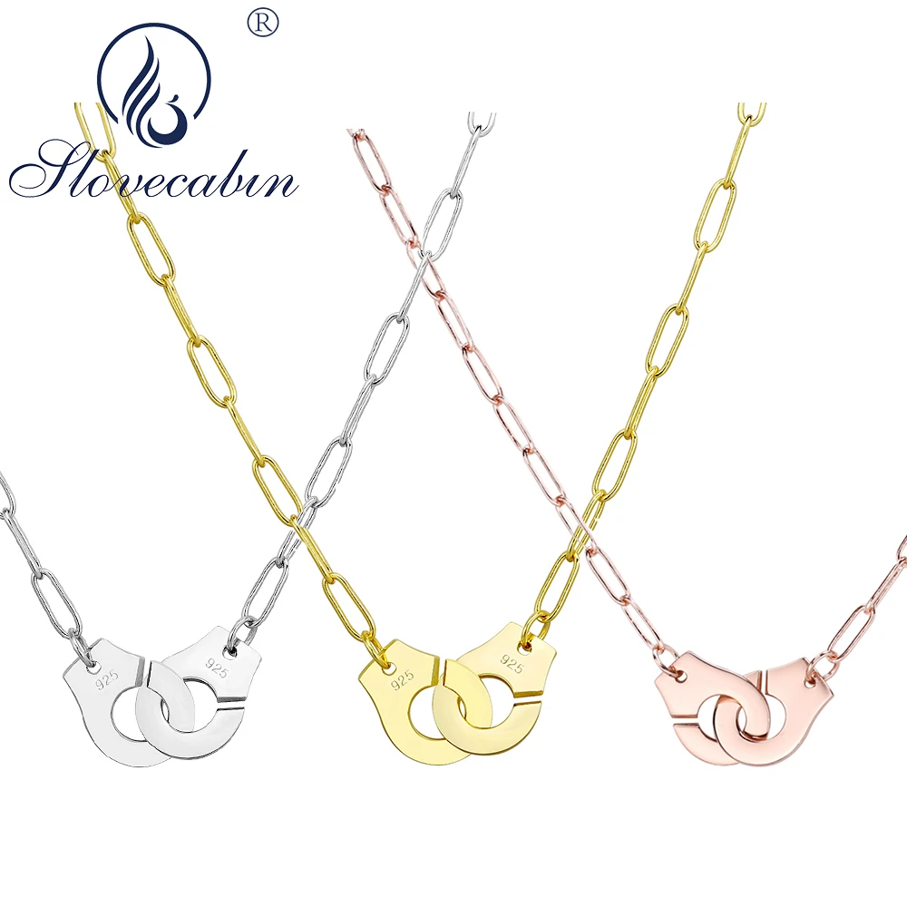 

Slovecabin Wholesale Pure 925 Sterling Silver Handcuff Pendant Necklace For Women Sterling-Silver-Jewelry Vintage Necklaces