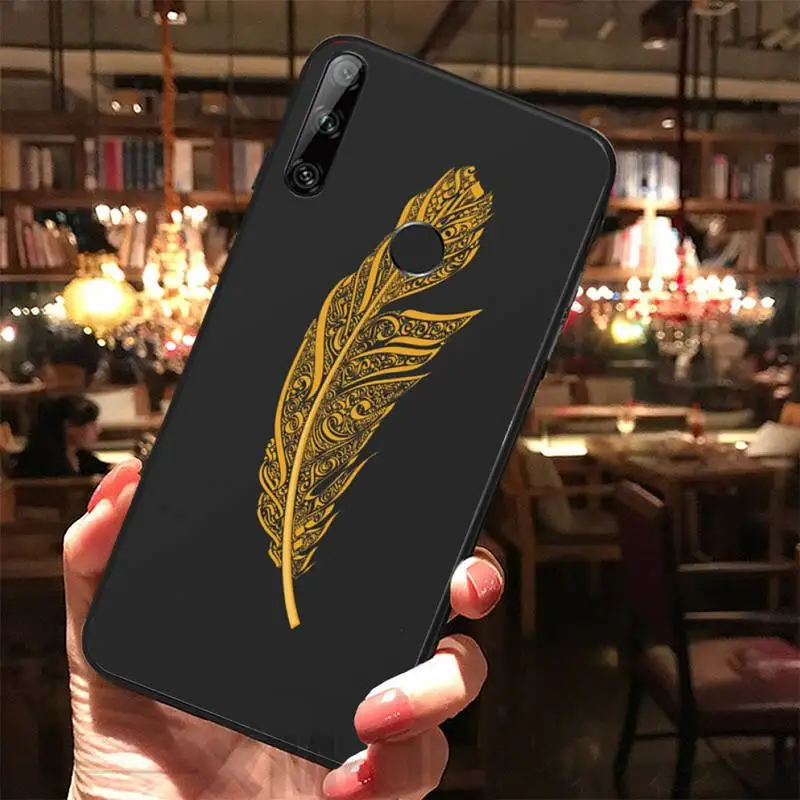 Модный перо Новое поступление черный чехол для сотового телефона Huawei Y5 Y6 Y7 Y9 Prime Pro