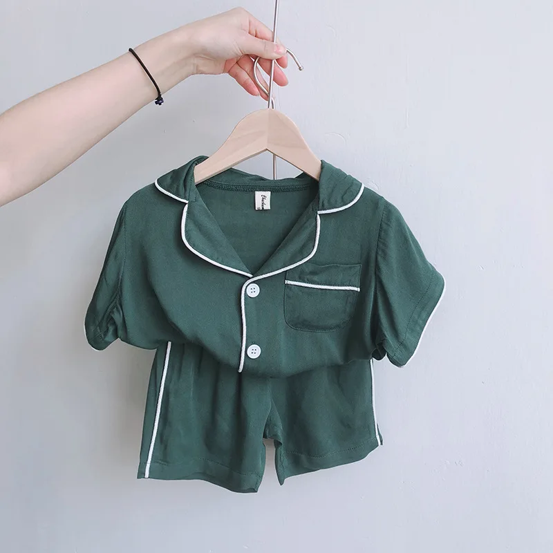 2 шт./комплект Детская Хлопковая пижама с коротким рукавом и отложным