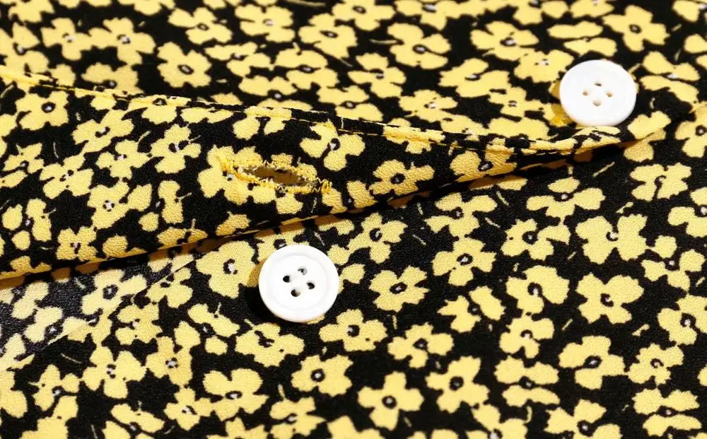 Bazaleas France Night Blue Flowers Print blouse women Fashion Center Buttons Women Cute summer tops | Женская одежда