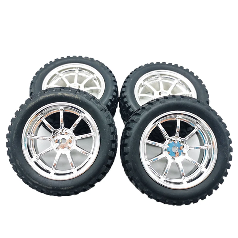 

2 Set RC Car Part: 1 Set Wheel Rim Tire with 5mm to 12mm Combiner & 1 Set Pull Rod Steering Link Rod Pull Rod Base Set