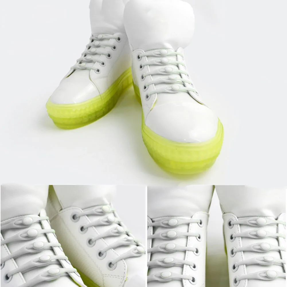 

12pcs/pack Round Sneaker Accessories Elastic Strings White Kids Lazy Band Shoe Lace Silicone No Tie Student Shoelaces