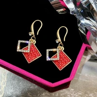 s2191 fashion jewelry s925 silver post dangle earrings geometric square earrings