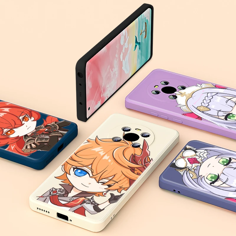 

Hot Anime Genshin impact For Huawei Mate 40 30E Honor 50 50 30 20 10X 9S 5G SE Lite Pro Soft Liquid Silicone Phone Case