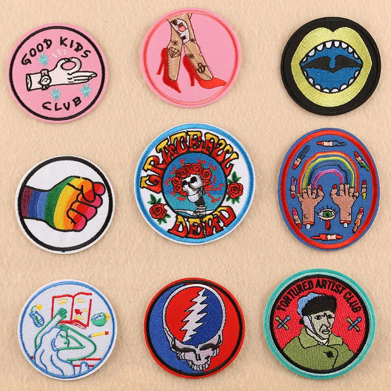 Мультяшные круглые нашивки с вышивкой жестами для одежды сделай сам нашивка на