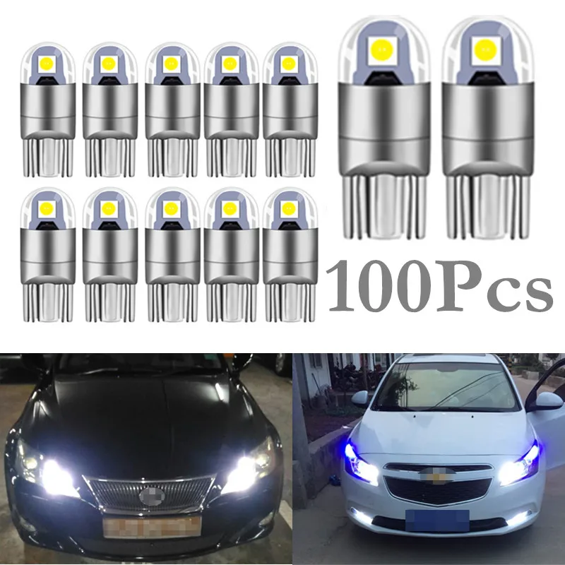 

100X W5W T10 LED Clearance Light Auto Car 12V 194 168 Interior Dome Map Door Trunk Bulb Position Width License Plate Lamp 3030