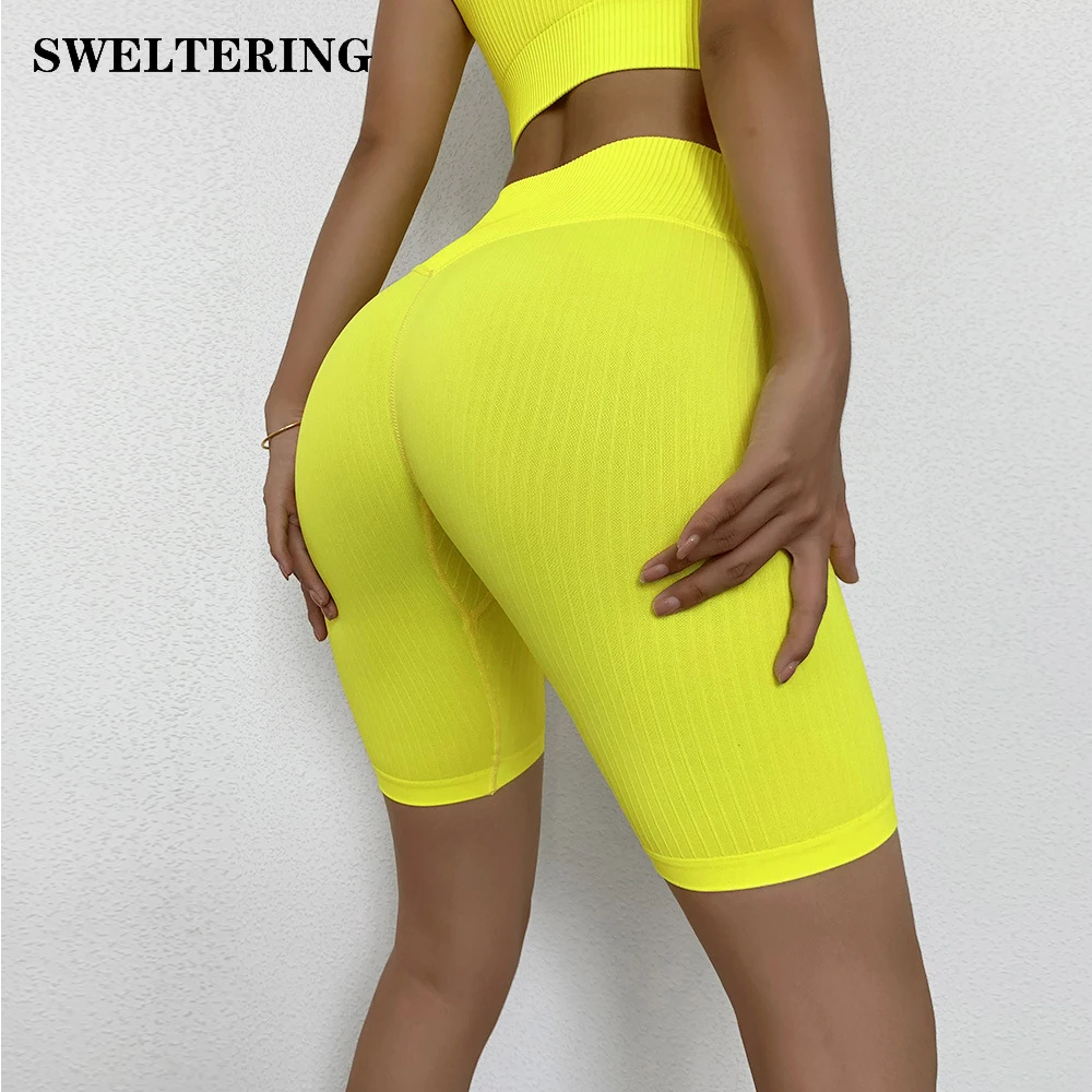 Бесшовные женские шорты для йоги фитнеса тренировка пуш-ап бег спортивная одежда