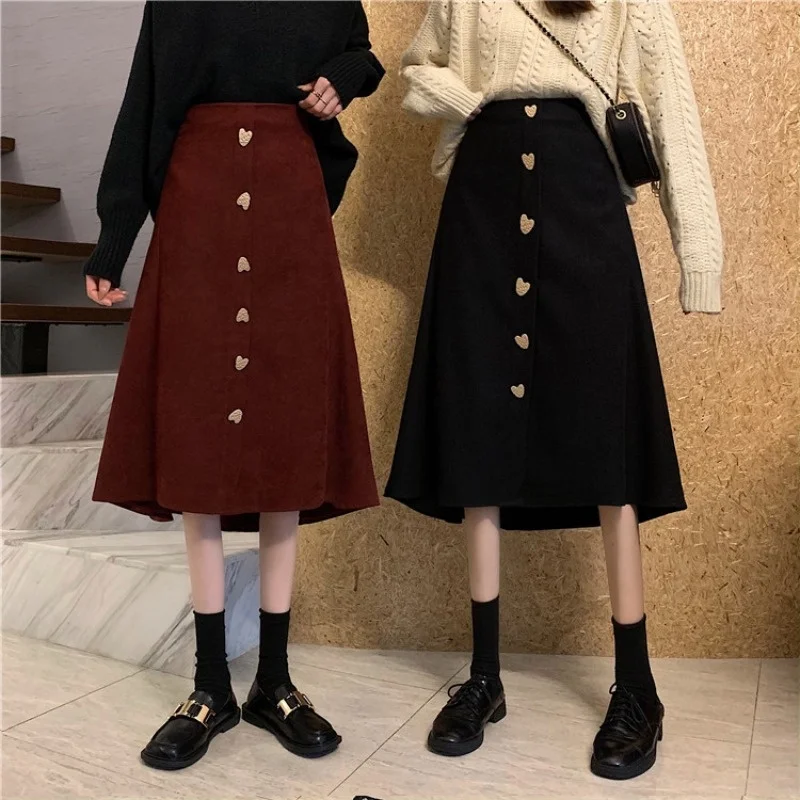 Осенняя Женская юбка средней длины элегантная юбка-трапеция с высокой талией 2021 |