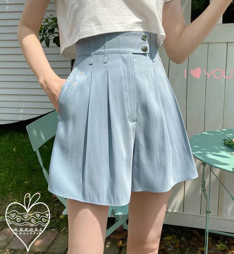 

High Waisted Shorts Womens Fashion Cool Polyester Shorts Women White Black Office Korean Spodenki Damskie Female Clothes EF50DK
