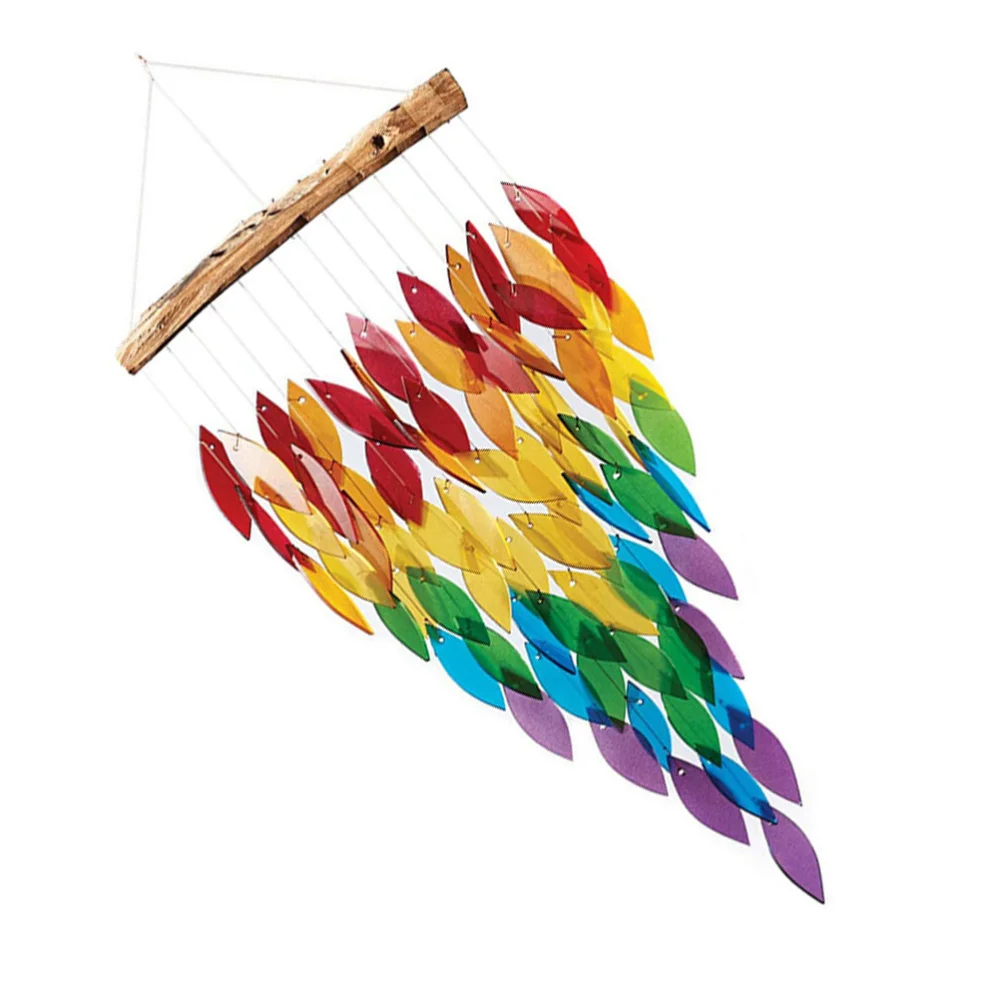 

1pc Natural Leaf Design Wind Chime Balcony Colorful Pendant Party Photo Prop