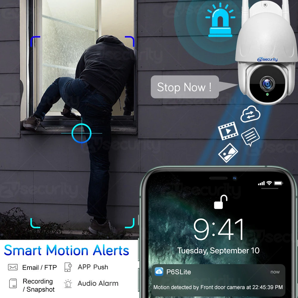 H.265 1080P AI Wi Fi PTZ камера наружная гуманоидная беспроводная скоростная купольная