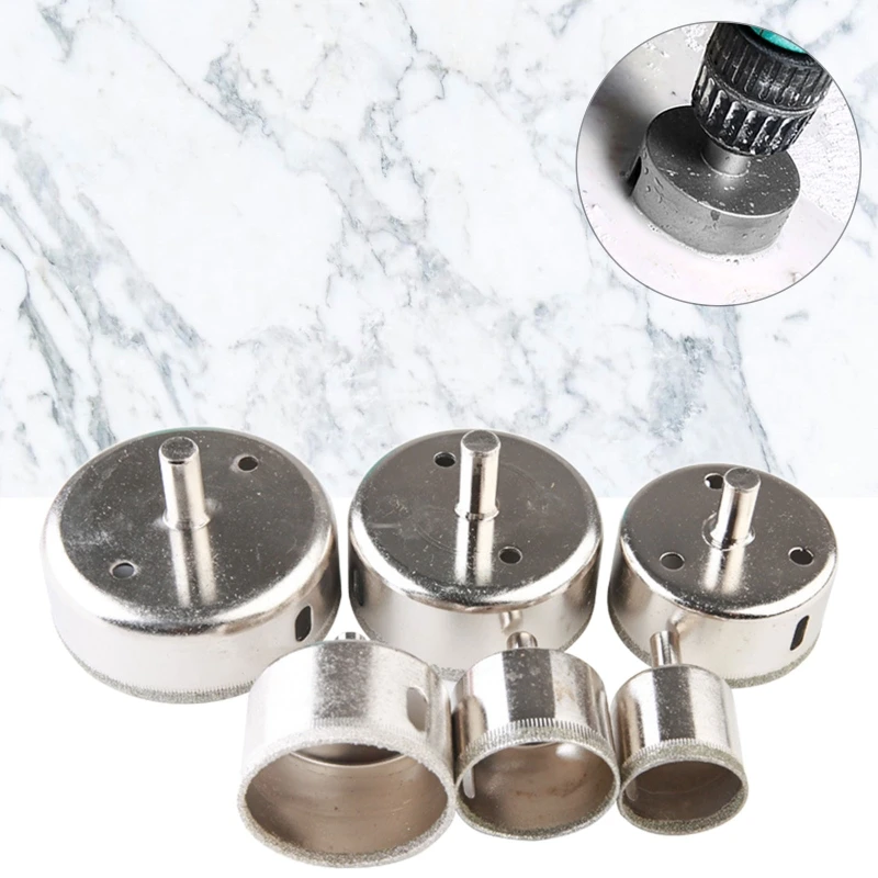 

6pcs/set 30-80mm Diamond Coated Hole Saw Drill Bits for Tiles Marble Glass Ceramic Drilling Cutting Power Tools