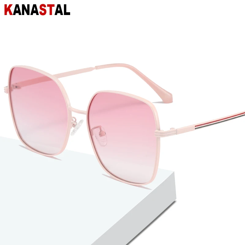 

Women Polarized Sunglasses Metal Square Frame Progressive Color Visor Eyewear Sunscreen Outdoor Cycling Sun Glasses Men Fashion