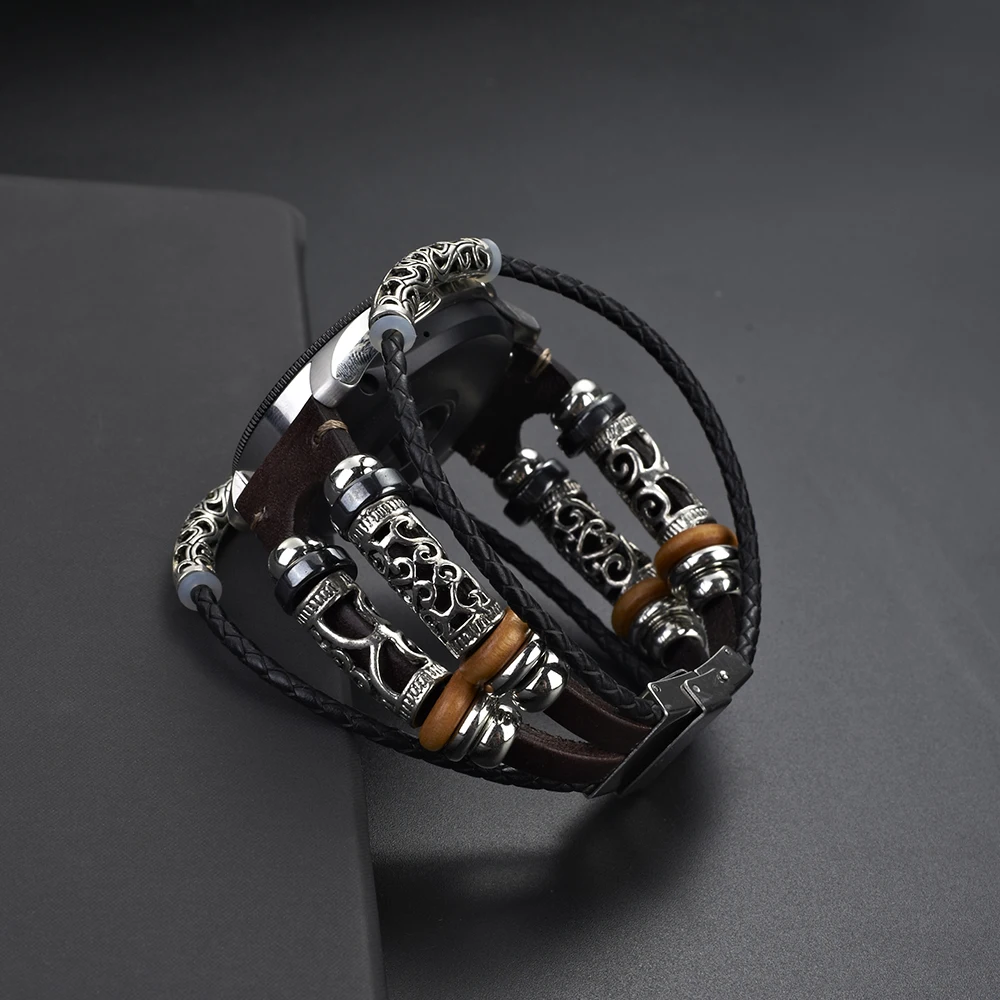 UEBN 20mm 22mm for Samsung Gear S2 S3 Leather Retro strap DIY Bracelet For Huami strap Amazfit GTS/GTR 42mm 47mm/Bip watchbands