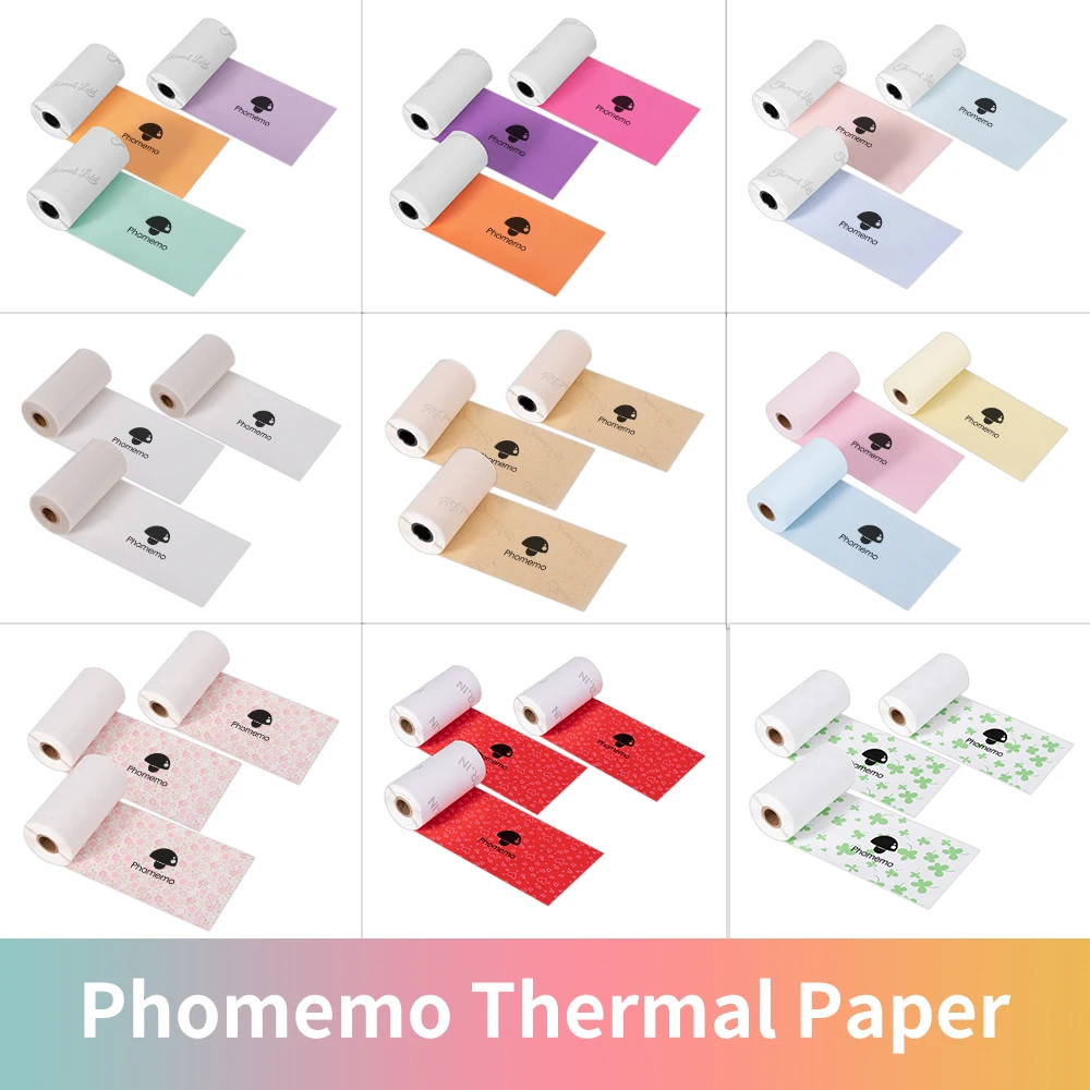 3Rolls/Lot Phomemo Self-Adhesive Thermal Paper Printable Sticker Linkless Label for M02/M02S/M02Pro Printer for Iphone Photo