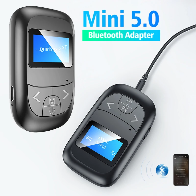 Аудио приемник JINSERTA с ЖК дисплеем Bluetooth 5 0 передатчик 3 мм AUX разъем стерео USB
