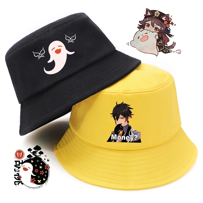 Zhong Li Hu Tao Genshin Impact Hot Game Anime Summer Hat Women Men Panama Bucket hat Cap The Design Flat Visor Fisherman Hat
